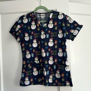 Essentials Navy Snowman Print Top